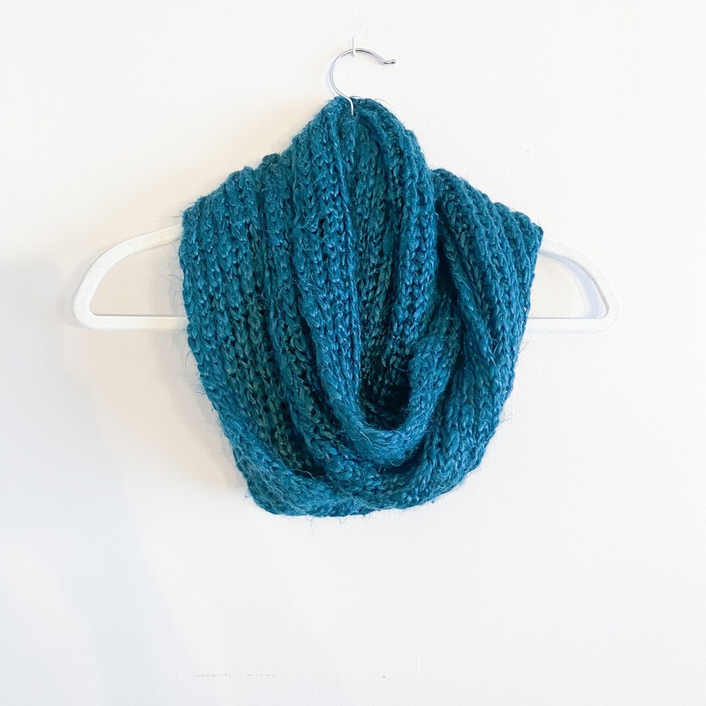 Teal wool infinity scarf